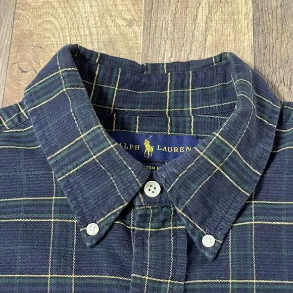 Ralph Lauren Shirt Mens Large Blue Yellow Plaid Button Up Long Sleeve Casual - Picture 5 of 10
